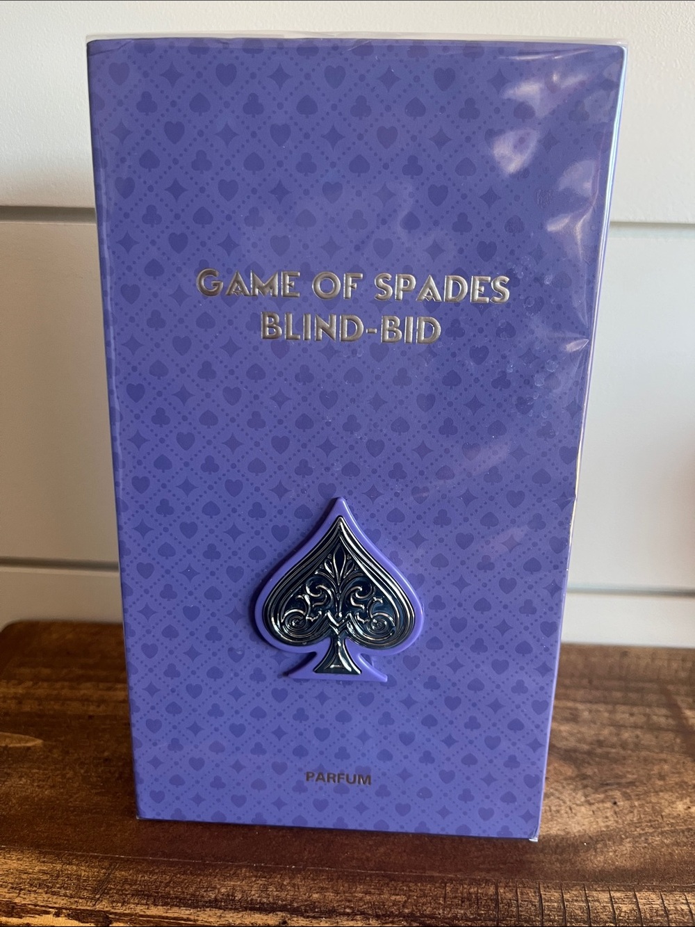 Jo Milano Game of Spades Blind-Bid Purple Boxed Fragrance with Gold Foil NWT